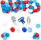 Balloon Garland Arch Kit-Blue, Red, White with Strip Tape, Blue Knotting Device, White Ribbon